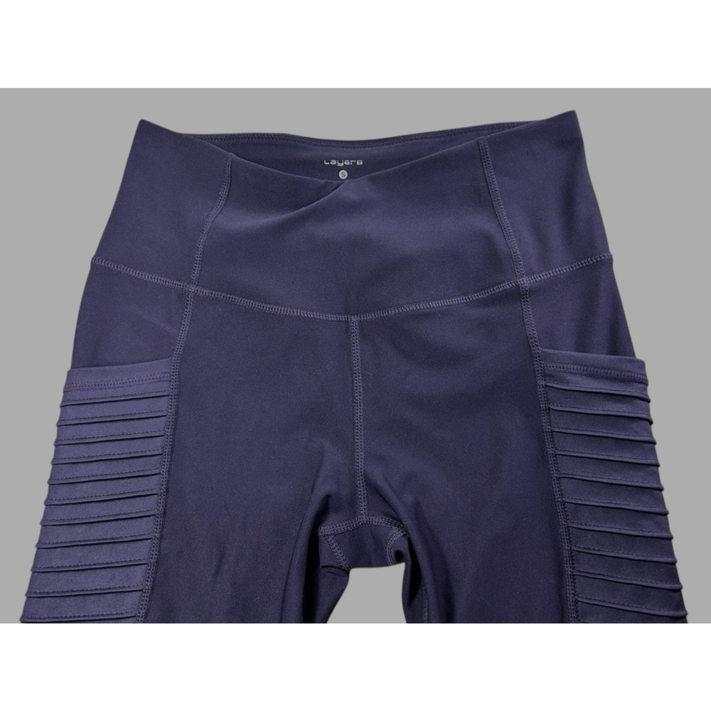 Layer 8 Purple Moto Athletic Leggings Sz Small Full Length Gym Yoga Sports Pants - Picture 3 of 7